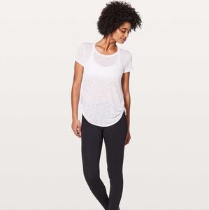 Lululemon| Round Two Tee Burnout White Side Twists Size 6